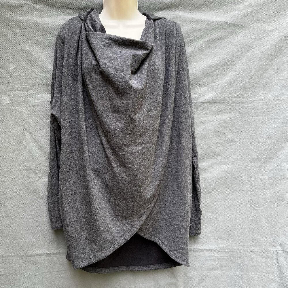 Athleta Size XL Purana Wrap Sweatshirt Gray Hoodie Oversized Slouchy 486073